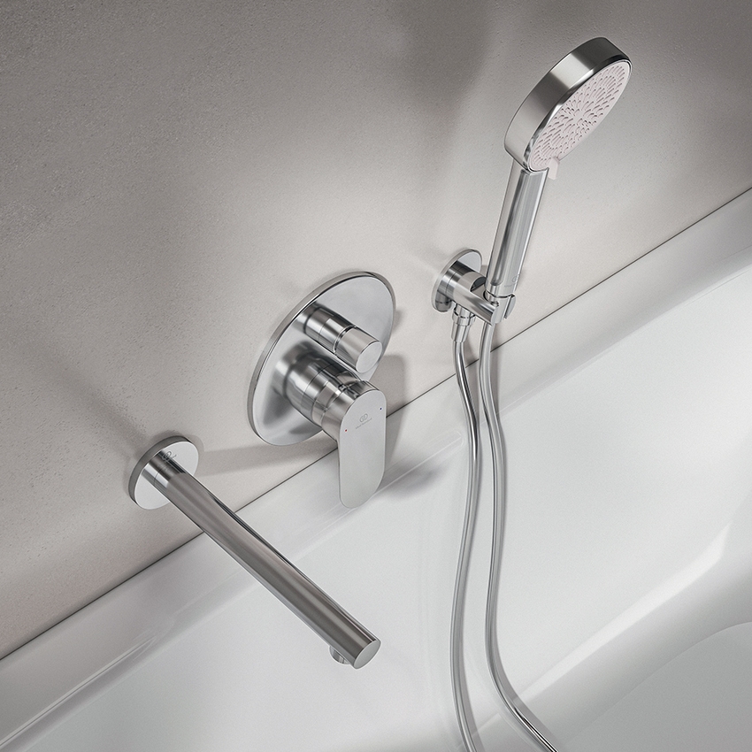 Immagine di Ideal Standard CERALIFE O miscelatore per vasca o doccia ad incasso, a 2 vie, con corpo incasso e deviatore, finitura cromo BE023AA