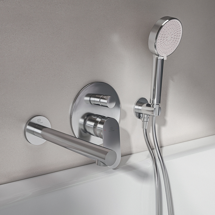 Immagine di Ideal Standard CERALIFE O miscelatore per vasca o doccia ad incasso, a 2 vie, con corpo incasso e deviatore, finitura cromo BE023AA