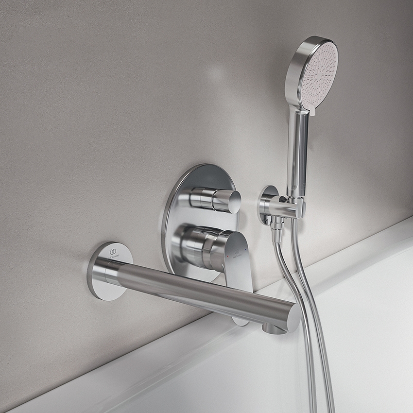 Immagine di Ideal Standard CERALIFE O miscelatore per vasca o doccia ad incasso, a 2 vie, con corpo incasso e deviatore, finitura cromo BE023AA