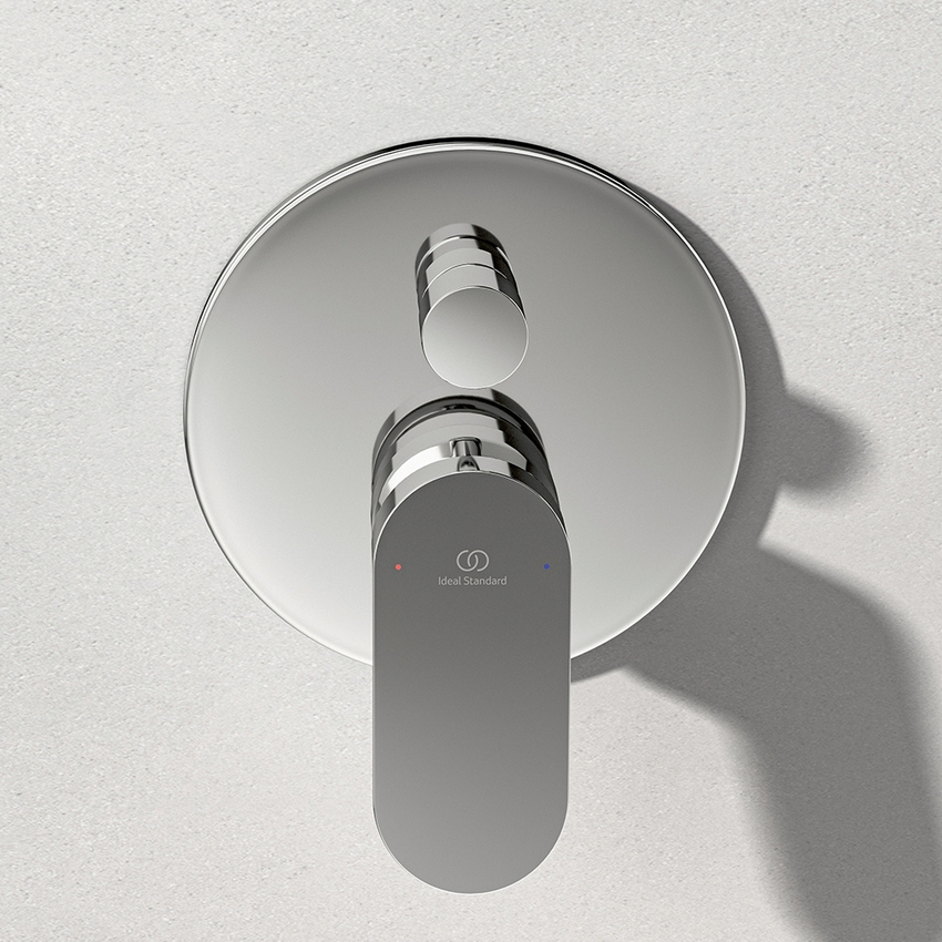 Immagine di Ideal Standard CERALIFE O miscelatore per vasca o doccia ad incasso, a 2 vie, con corpo incasso e deviatore, finitura cromo BE023AA