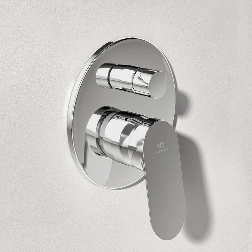 Immagine di Ideal Standard CERALIFE O miscelatore per vasca o doccia ad incasso, a 2 vie, con corpo incasso e deviatore, finitura cromo BE023AA