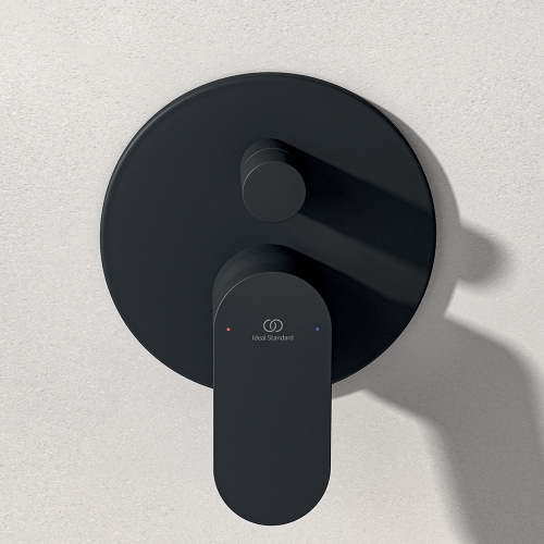 Immagine di Ideal Standard CERALIFE O miscelatore per vasca o doccia ad incasso, a 2 vie, con corpo incasso e deviatore, colore nero finitura opaco BE023XG