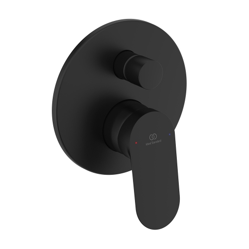 Immagine di Ideal Standard CERALIFE O miscelatore per vasca o doccia ad incasso, a 2 vie, con corpo incasso e deviatore, colore nero finitura opaco BE023XG
