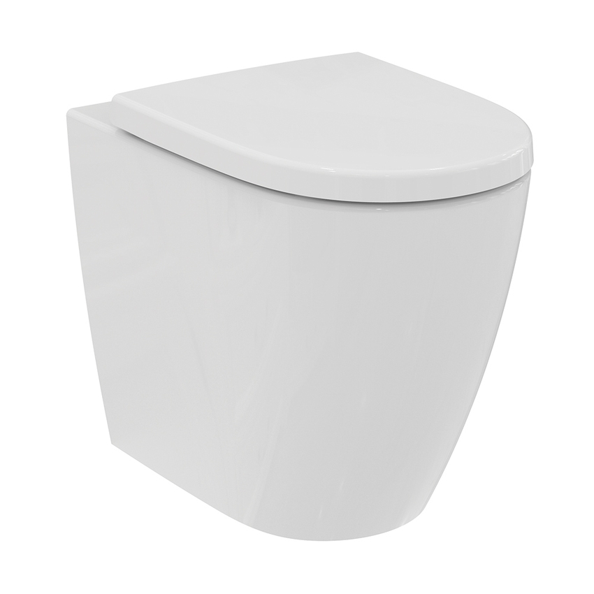 Immagine di Ideal Standard I.LIFE O set completo sanitari a terra vaso HydroTwist, sedile a discesa rallentata, bidet monoforo con troppopieno, colore bianco finitura lucido T568901+T569001+T572201
