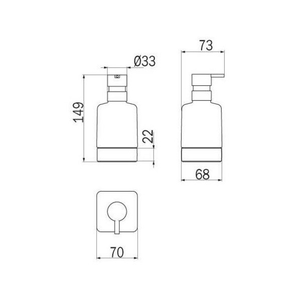 Immagine di Inda LEA spandisapone da appoggio con contenitore in vetro satinato, erogatore in ottone, finitura cromo A1812ZCR21