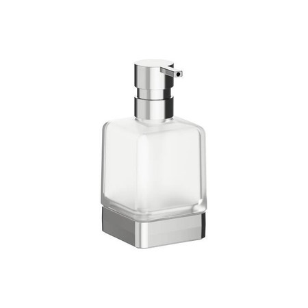 Immagine di Inda LEA spandisapone da appoggio con contenitore in vetro satinato, erogatore in ottone, finitura cromo A1812ZCR21