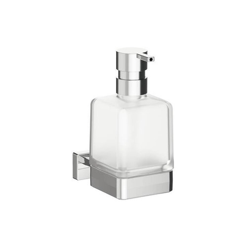 Immagine di Inda LEA spandisapone a parete con contenitore in vetro satinato, erogatore in ottone, finitura cromo A18120CR21
