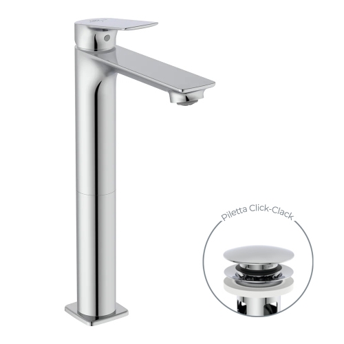 Immagine di Ideal Standard CERALIFE C miscelatore monocomando H.30 cm per lavabo, con piletta click-clack, finitura cromo BE051AA