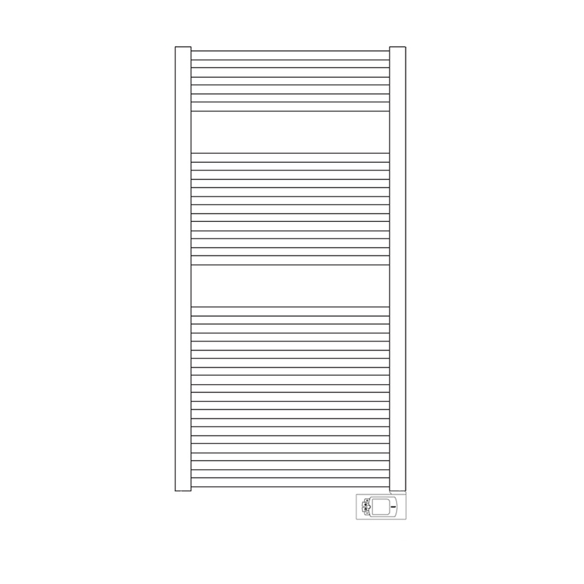 Immagine di Irsap ARES ELETTRICO scaldasalviette, 22 tubi, 2 intervalli, H.111,8 L.58 P.3 cm, con controllo elettronico, colore bianco standard finitura lucido Cod.01 EIM058H01IR01NNN01