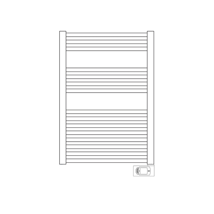 Immagine di Irsap ARES ELETTRICO scaldasalviette, 15 tubi, 2 intervalli, H.81,8 L.58 P.3 cm, con controllo elettronico, colore bianco standard finitura lucido Cod.01 EIS058H01IR01NNN01
