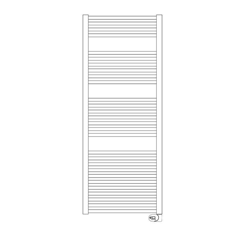 Immagine di Irsap ARES ELETTRICO scaldasalviette, 28 tubi, 3 intervalli, H.146,2 L.58 P.3 cm, con modulo bluetooth integrato, colore bianco standard finitura lucido Cod.01 EIL058Y01IR01NNN
