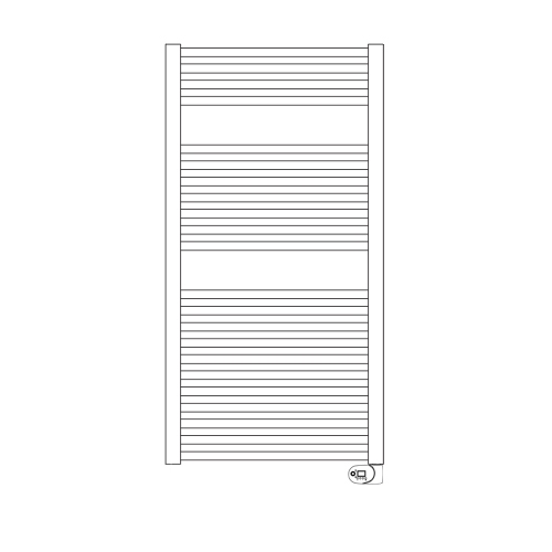 Immagine di Irsap ARES ELETTRICO scaldasalviette, 22 tubi, 2 intervalli, H.111,8 L.58 P.3 cm, con modulo bluetooth integrato, colore bianco standard finitura lucido Cod.01 EIM058Y01IR01NNN