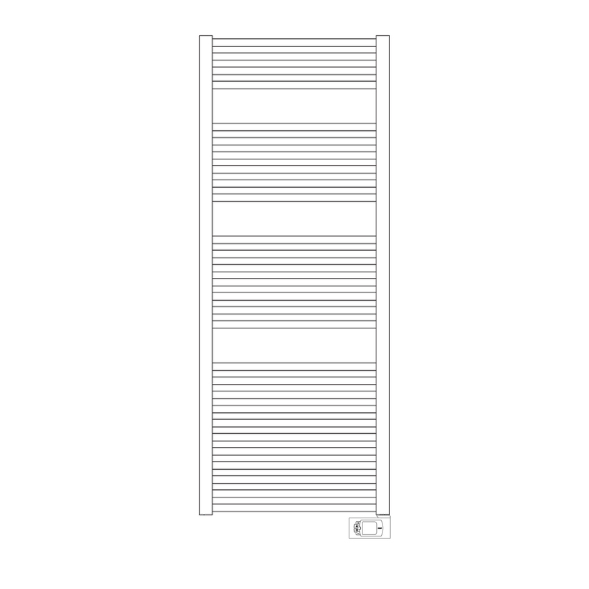 Immagine di Irsap ARES ELETTRICO scaldasalviette, 28 tubi, 3 intervalli, H.146,2 L.48 P.3 cm, con controllo elettronico, colore bianco standard finitura lucido Cod.01 EIL048H01IR01NNN