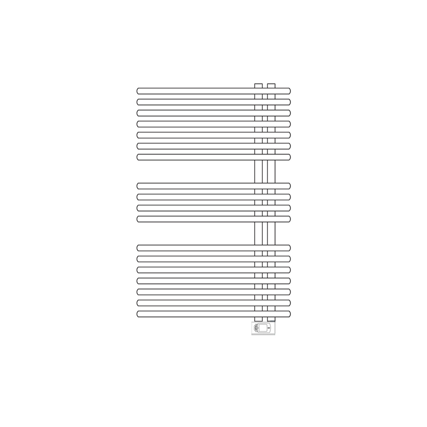 Immagine di Irsap FUNKY_S ELETTRICO scaldasalviette con collettore lato destro, 18 tubi, 2 intervalli, H.92,8 L.50 P.6,2 cm, controllo elettronico, colore bianco standard finitura lucido Cod.01 YRS050H01IR01NNN