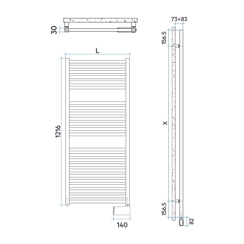 Immagine di Irsap QUADRE' ELETTRICO scaldasalviette 24 tubi, 2 intervalli, H.121,6 L.53 P.3 cm, controllo elettronico Wi-Fi, colore grigio chiaro finitura opaco Cod.8N QSM053E8NIR01NNN01