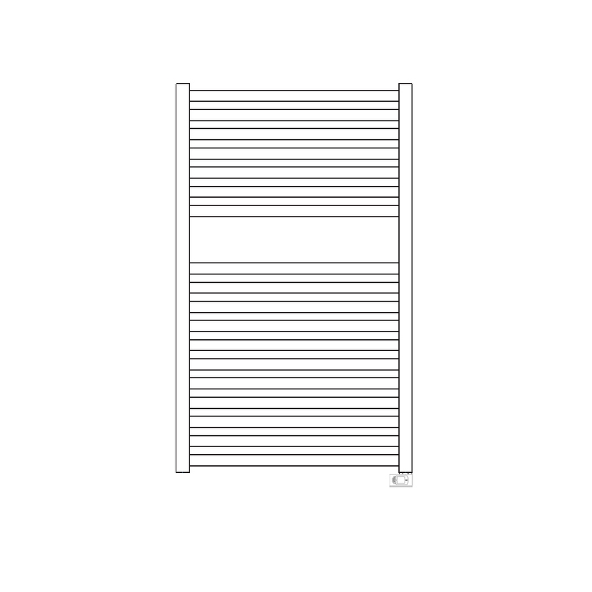 Immagine di Irsap QUADRE' ELETTRICO scaldasalviette 18 tubi, 1 intervallo, H.87,2 L.53 P.4,2 cm, con controllo elettronico, colore nero finitura opaco QSS053HK1IR01NNN01