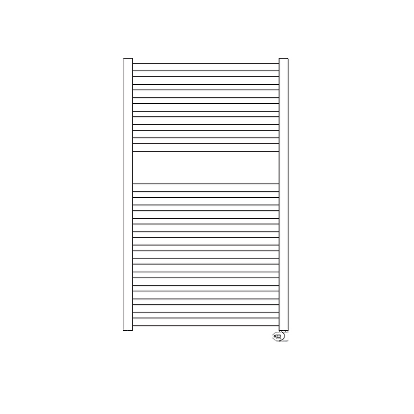 Immagine di Irsap QUADRE' ELETTRICO scaldasalviette 18 tubi, 1 intervallo, H.87,2 L.53 P.4,2 cm, con modulo bluetooth integrato, colore bianco standard finitura lucido Cod.01 QSS053Y01IR01NNN
