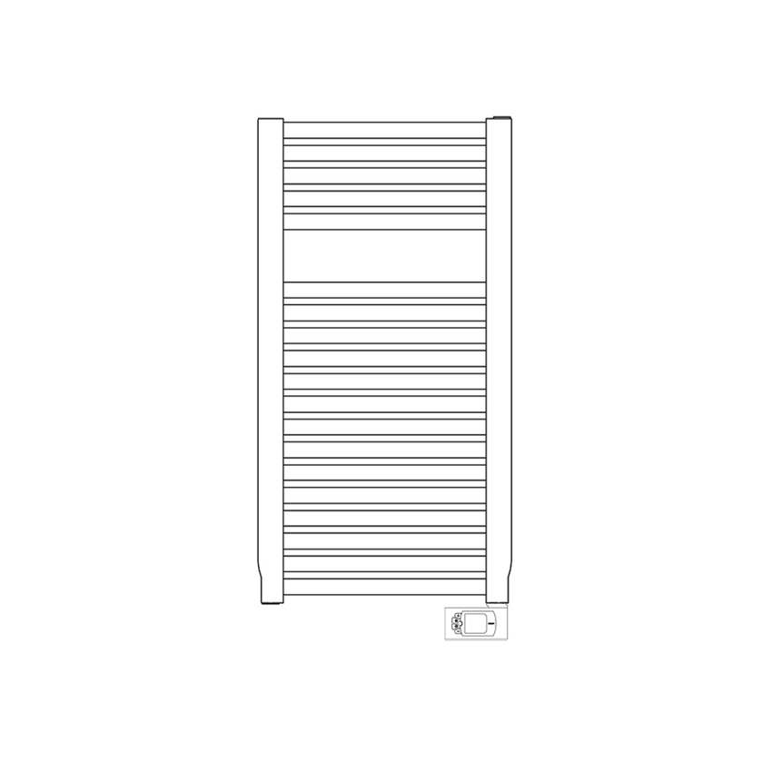 Immagine di Irsap NOVO ELETTRICO scaldasalviette, 19 tubi, 1 intervallo, H.76,4 L.50 P.3 cm, con controllo elettronico, colore bianco standard finitura lucido Cod.01 NOP050H01IR01NNN01