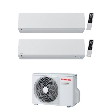 Immagine di Toshiba SHORAI EDGE WHITE R32 Climatizzatore a parete dual split inverter Wi-Fi bianco | unità esterna 3.3 kW unità interne 7000+7000 BTU RAS-2M10G3AVG-E+RAS-[B07|B07]G3KVSG-E