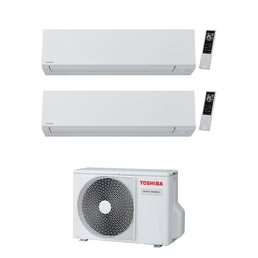 Immagine di Toshiba SHORAI EDGE WHITE R32 Climatizzatore a parete dual split inverter Wi-Fi bianco | unità esterna 4 kW unità interne 9000+7000 BTU RAS-2M14G3AVG-E+RAS-[B10|B07]G3KVSG-E