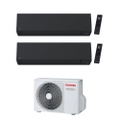 Immagine di Toshiba SHORAI EDGE BLACK R32 Climatizzatore a parete dual split inverter Wi-Fi nero | unità esterna 4 kW unità interne 9000+5000 BTU RAS-2M14G3AVG-E+RAS-[B10|M05]G3KVSGB-E