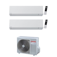 Immagine di Toshiba SHORAI EDGE WHITE Climatizzatore a parete dual split inverter Wi-Fi bianco | unità esterna R32 5.2 kW unità interne 7000+7000 BTU RAS-2M18G3AVG-E+RAS-[B07|B07]G3KVSG-E