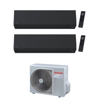Immagine di Toshiba SHORAI EDGE BLACK R32 Climatizzatore a parete dual split inverter Wi-Fi nero | unità esterna 5.2 kW unità interne 7000+7000 BTU RAS-3M18G3AVG-E+RAS-[B07|B07]G3KVSGB-E