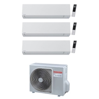 Immagine di Toshiba SHORAI EDGE WHITE R32 Climatizzatore a parete trial split inverter Wi-Fi bianco | unità esterna 5.2 kW unità interne 7000+7000+7000 BTU RAS-3M18G3AVG-E+RAS-[B07|B07|B07]G3KVSG-E