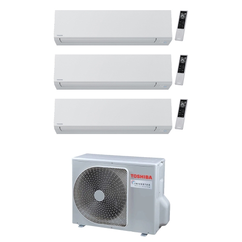 Immagine di Toshiba SHORAI EDGE WHITE R32 Climatizzatore a parete trial split inverter Wi-Fi bianco | unità esterna 5.2 kW unità interne 9000+9000+7000 BTU RAS-3M18G3AVG-E+RAS-[B10|B10|B07]G3KVSG-E
