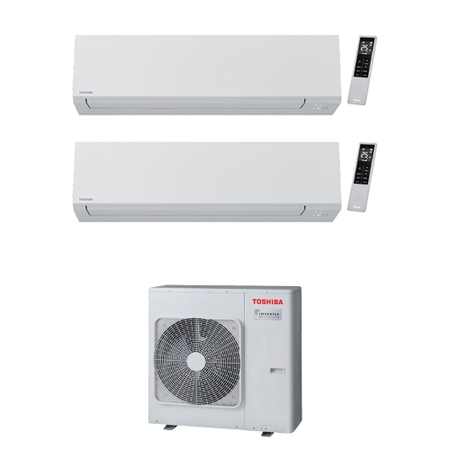 Immagine di Toshiba SHORAI EDGE WHITE R32 Climatizzatore a parete dual split inverter Wi-Fi bianco | unità esterna 7.5 kW unità interne 7000+7000 BTU RAS-3M26G3AVG-E+RAS-[B07|B07]G3KVSG-E
