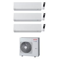 Immagine di Toshiba SHORAI EDGE WHITE R32 Climatizzatore a parete trial split inverter Wi-Fi bianco | unità esterna 7.5 kW unità interne 7000+7000+7000 BTU RAS-3M26G3AVG-E+RAS-[B07|B07|B07]G3KVSG-E
