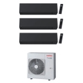 Immagine di Toshiba SHORAI EDGE BLACK R32 Climatizzatore a parete trial split inverter Wi-Fi nero | unità esterna 7.5 kW unità interne 24000+7000+5000 BTU RAS-3M26G3AVG-E+RAS-[B24|B07|M05]G3KVSGB-E
