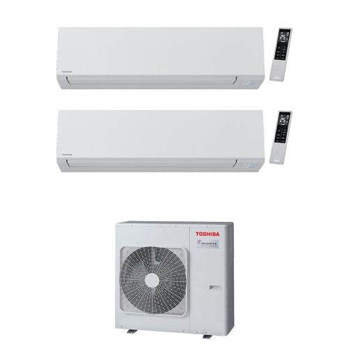 Immagine di Toshiba SHORAI EDGE WHITE R32 Climatizzatore a parete dual split inverter Wi-Fi bianco | unità esterna 8 kW unità interne 21000+16000 BTU RAS-4M27G3AVG-E+RAS-[B22|B16]G3KVSG-E