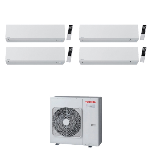 Immagine di Toshiba SHORAI EDGE WHITE R32 Climatizzatore a parete quadri split inverter Wi-Fi bianco | unità esterna 8 kW unità interne 12000+12000+12000+12000 BTU RAS-4M27G3AVG-E+RAS-[B13|B13|B13|B13]G3KVSG-E