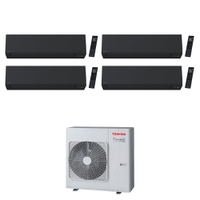 Immagine di Toshiba SHORAI EDGE BLACK R32 Climatizzatore a parete quadri split inverter Wi-Fi nero | unità esterna 8 kW unità interne 16000+12000+9000+7000 BTU RAS-4M27G3AVG-E+RAS-[B16|B13|B10|B07]G3KVSGB-E