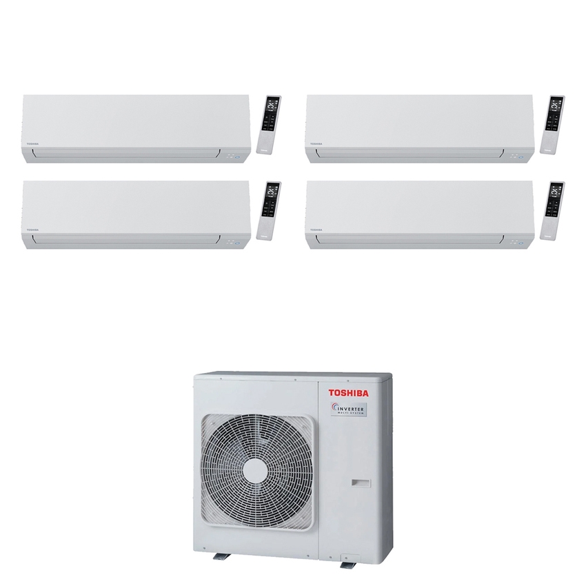 Immagine di Toshiba SHORAI EDGE WHITE R32 Climatizzatore a parete quadri split inverter Wi-Fi bianco | unità esterna 10 kW unità interne 12000+9000+9000+9000 BTU RAS-5M34G3AVG-E+RAS-[B13|B10|B10|B10]G3KVSG-E