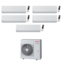 Immagine di Toshiba SHORAI EDGE WHITE R32 Climatizzatore a parete penta split inverter Wi-Fi bianco | unità esterna 10 kW unità interne 16000+16000+5000+5000+5000 BTU RAS-5M34G3AVG-E+RAS-[B16|B16|M05|M05|M05]G3KVSG-E