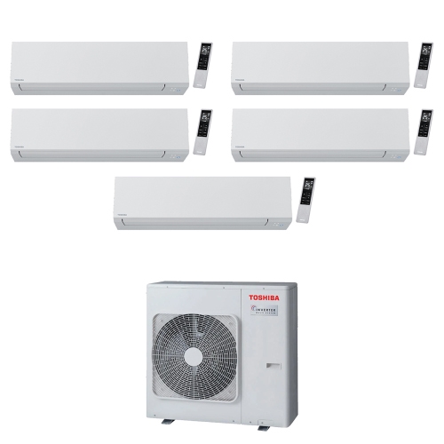 Immagine di Toshiba SHORAI EDGE WHITE R32 Climatizzatore a parete penta split inverter Wi-Fi bianco | unità esterna 10 kW unità interne 24000+12000+9000+7000+5000 BTU RAS-5M34G3AVG-E+RAS-[B24|B13|B10|B07|M05]G3KVSG-E