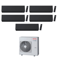 Immagine di Toshiba SHORAI EDGE BLACK R32 Climatizzatore a parete penta split inverter Wi-Fi nero | unità esterna 10 kW unità interne 18000+12000+7000+5000+5000 BTU RAS-5M34G3AVG-E+RAS-[B18|B13|B07|M05|M05]G3KVSGB-E