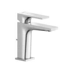 Immagine di Nobili SEVEN miscelatore lavabo monocomando, H.15.5 cm, con scarico, a risparmio energetico, finitura Inox spazzolato SEE124118/1IX