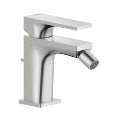 Immagine di Nobili SEVEN miscelatore bidet monocomando, H.13.5 cm, a risparmio energetico, con scarico, finitura Inox spazzolato SEE124119/1IX