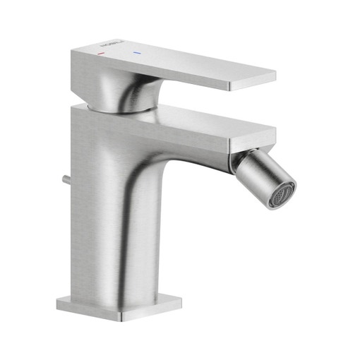 Immagine di Nobili SEVEN miscelatore bidet monocomando, H.13.5 cm, a risparmio energetico, con scarico, finitura Inox spazzolato SEE124119/1IX
