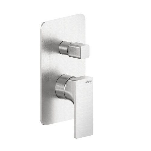 Immagine di Nobili SEVEN miscelatore doccia monocomando a incasso, 2 vie, corpo incasso escluso, finitura Inox spazzolato SE124100/EIX