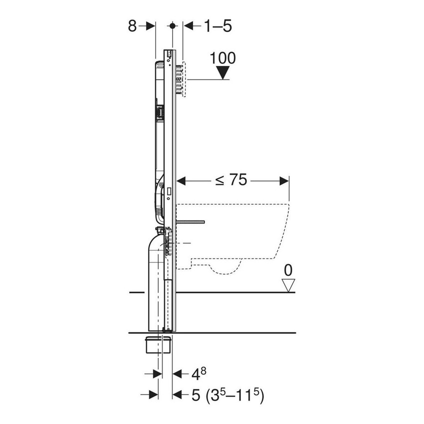 Immagine di Geberit DUOFIX modulo per WC sospeso con cassetta di risciacquo da incasso Sigma 8 cm, 114 cm 111.795.00.2