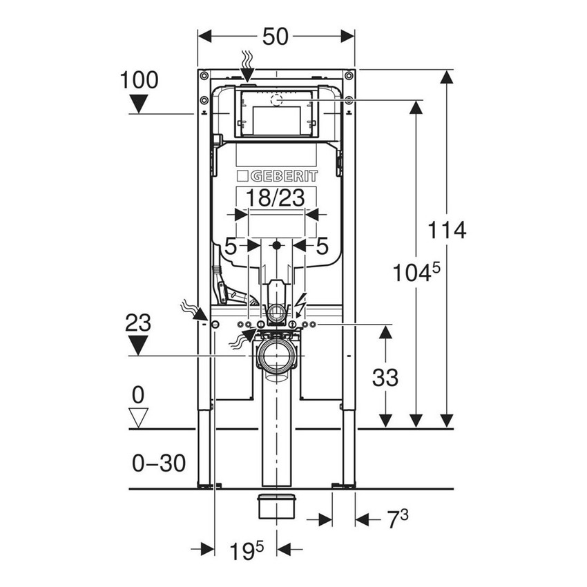 Immagine di Geberit DUOFIX modulo per WC sospeso con cassetta di risciacquo da incasso Sigma 8 cm, 114 cm 111.795.00.2