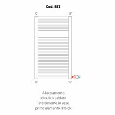 Immagine di Irsap allacciamento idraulico saldato lateralmente in asse primo elemento lato destro, orientazione del radiatore orizzontale Cod.B12