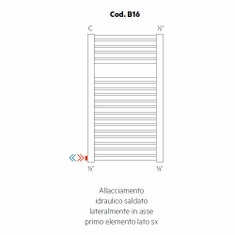 Immagine di Irsap allacciamento idraulico saldato lateralmente in asse primo elemento lato sinistro, orientazione del radiatore orizzontale Cod.B16