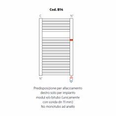 Immagine di Irsap predisposizione per allacciamento destro solo per impianto modul e/o bitubo (unicamente con sonda dn 11 mm), no monotubo ad anello, orientazione del radiatore orizzontale Cod.B14