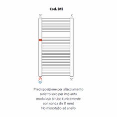 Immagine di Irsap predisposizione per allacciamento sinistro solo per impianto modul e/o bitubo (unicamente con sonda dn 11 mm), no monotubo ad anello, orientazione del radiatore orizzontale Cod.B15