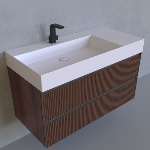 Immagine di Flaminia APPLIGHT 105 lavabo L.105 P.51 cm da appoggio, sospeso e top, con piano rubinetteria, senza troppopieno, colore bianco finitura lucido AP10551